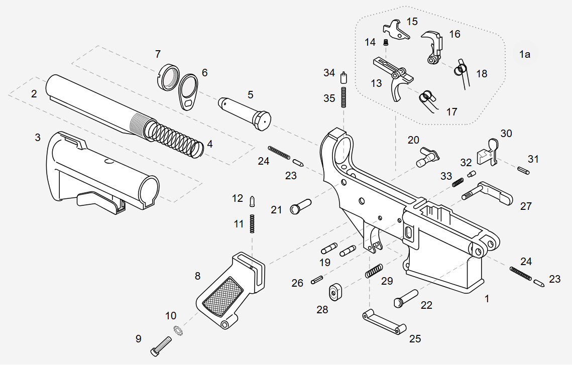 AR-15 Lower Exploded View